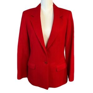 Vtg‎ Hyde Point Women 100% Wool Blazer Jacket Size 10M Tweed Holiday Career Red